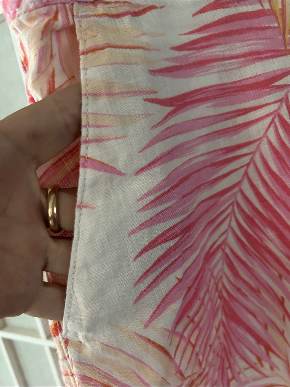 Tahari Pink & White Leaf-Print Wide Leg Pants - Picture 3 of 4